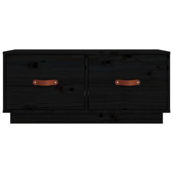 TV-Schrank Schwarz 80x34x35 cm Massivholz Kiefer