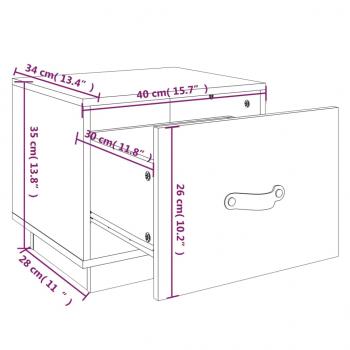 Nachttisch Schwarz 40x34x35 cm Massivholz Kiefer