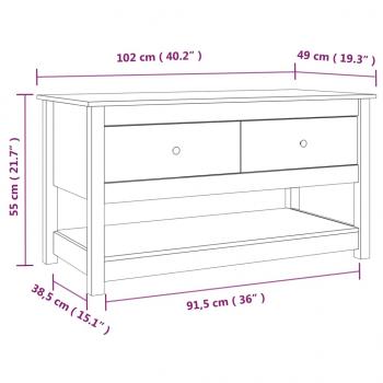 Couchtisch Grau 102x49x55 cm Massivholz Kiefer