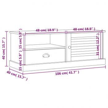 TV-Schrank VIGO Weiß 106x40x40 cm Massivholz Kiefer