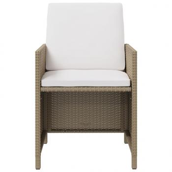 Gartenstühle mit Hocker 2 Stk. Poly Rattan Beige