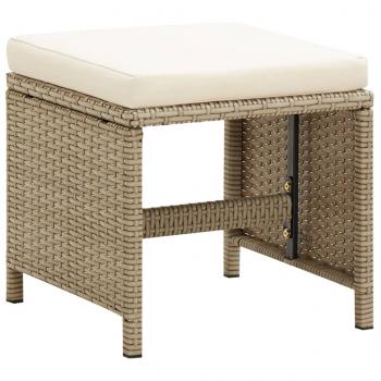 Gartenstühle mit Hocker 2 Stk. Poly Rattan Beige