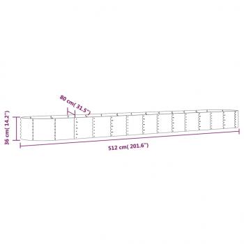 Hochbeet Pulverbeschichteter Stahl 512x80x36 cm Silbern