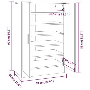 Schuhschrank Räuchereiche 60x35x92 cm Holzwerkstoff