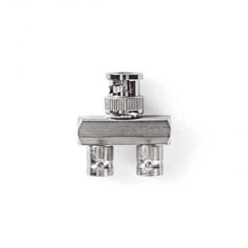 ARDEBO.de - BNC-Adapter | BNC-Stecker | 2x BNC-Buchse | Vernickelt | 50 Ohm | Verteiler | Metall | Silber | 10 Stück | Plastikbeutel