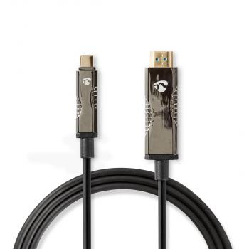 ARDEBO.de - optische USB-Kabel (aktiv) | USB-C? Stecker | HDMI? Stecker | 18 Gbps | 10.0 m | Rund | PVC | Schwarz | Kartonverpackung