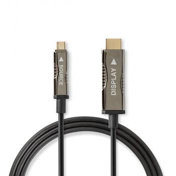 optische USB-Kabel (aktiv) | USB-C? Stecker | HDMI? Stecker | 18 Gbps | 10.0 m | Rund | PVC | Schwarz | Kartonverpackung