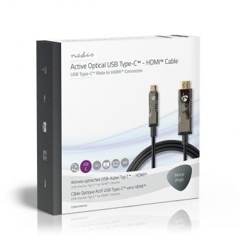 optische USB-Kabel (aktiv) | USB-C? Stecker | HDMI? Stecker | 18 Gbps | 10.0 m | Rund | PVC | Schwarz | Kartonverpackung