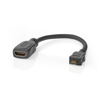 High Speed ??HDMI ? Kabel mit Ethernet | HDMI? Micro Stecker | HDMI? Ausgang | 4K@30Hz | 10.2 Gbps | 0.20 m | Rund | ABS / PVC | Schwarz | Aufhänger (Menge: 50 je Bestelleinheit)