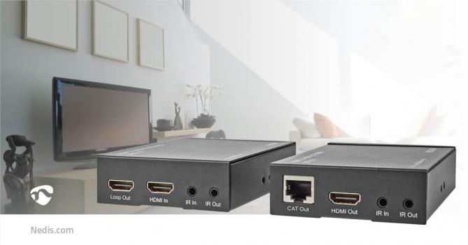 HDMI ? Extender | Über CAT6 | Up to 60.0 m | 4K@60Hz | 18 Gbps | Metall | Anthrazit