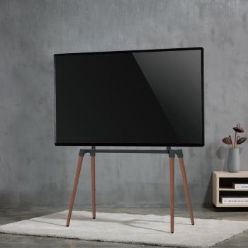 TV Bodenständer | 60 - 75 " | maximal unterstützes Bildschirmgewicht: 40 kg | Scandinavian Design | Anti-Kipp-Gurt | Schnappverschluss | Aluminium / Stahl | Schwarz