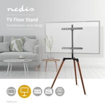 TV Bodenständer | 50 - 65 " | maximal unterstützes Bildschirmgewicht: 35 kg | Scandinavian Design | drehbar | Anti-Kipp-Gurt | Schnappverschluss | Aluminium / Stahl | Schwarz