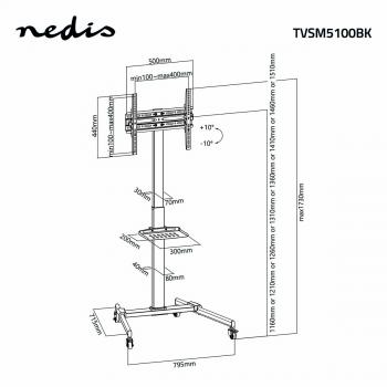 TV Bodenständer | 32 - 55 " | maximal unterstützes Bildschirmgewicht: 35 kg | Premium-Säule Entwurf | Einstellbare voreingestellte Höhen | Schnappverschluss | Stahl | Schwarz