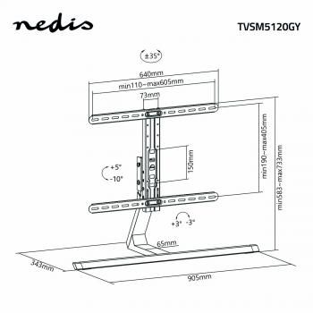 Vollbeweglicher TV-Ständer | 37 - 75 " | maximal unterstützes Bildschirmgewicht: 40 kg | kippbar | drehbar | Einstellbare voreingestellte Höhen | Aluminium / Stahl | Grau