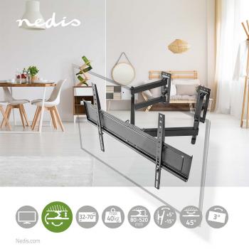 Vollbewegliche-TV-Wandhalterung | 32 - 70 " | maximal unterstützes Bildschirmgewicht: 40 kg | kippbar | drehbar | Minimaler Wandabstand: 80 mm | Maximaler Wandabstand: 520 mm | 3 Drehpunkt(e) | Stahl | Schwarz