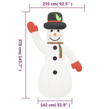 Aufblasbarer Schneemann mit LEDs 370 cm