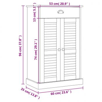 Schuhschrank VIGO Grau 60x35x96 cm Massivholz Kiefer