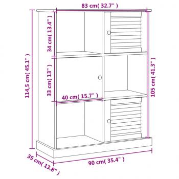 Bücherregal VIGO Grau 90x35x114,5 cm Massivholz Kiefer