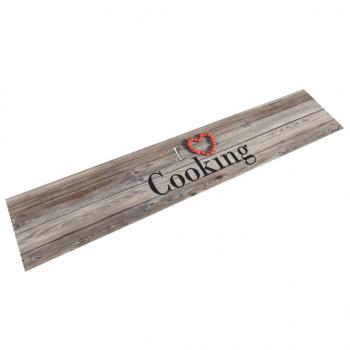 ARDEBO.de - Küchenteppich Waschbar Cooking Grau 60x300 cm Samt