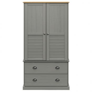 Kleiderschrank VIGO Grau 90x55x176 cm Massivholz Kiefer