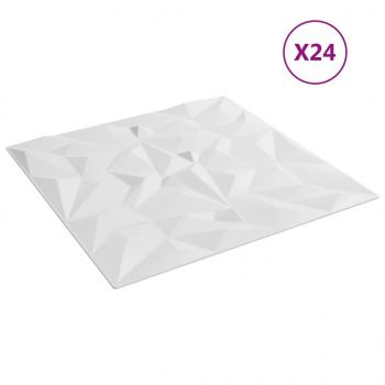 Wandpaneele 24 Stk. Weiß 50x50 cm XPS 6 m² Amethyst