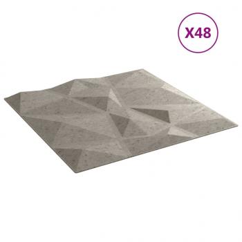 Wandpaneele 48 Stk. Betongrau 50x50 cm XPS 12 m² Diamant