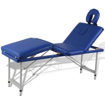 ARDEBO.de - Massagetisch mit Aluminiumrahmen, faltbar 4 Zonen Blau