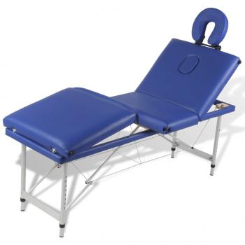 Massagetisch mit Aluminiumrahmen, faltbar 4 Zonen Blau