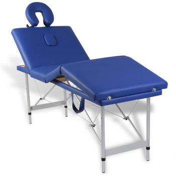 Massagetisch mit Aluminiumrahmen, faltbar 4 Zonen Blau