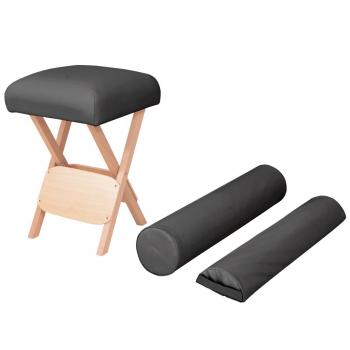 ARDEBO.de - Massage-Klapphocker 12 cm dicker Sitz & 2 Nackenrollen Schwarz