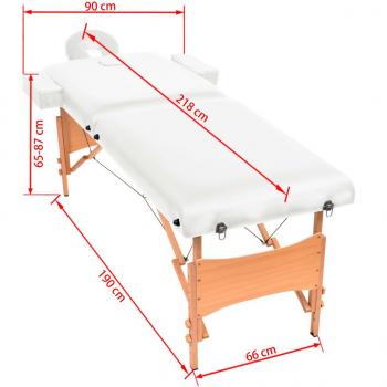 Massageliege 2-Zonen Klappbar 10 cm Sitz Weiß