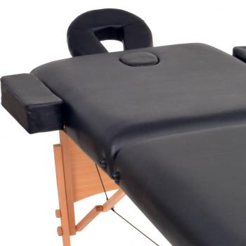 Massageliege 2-Zonen Klappbar 10 cm Sitz Schwarz