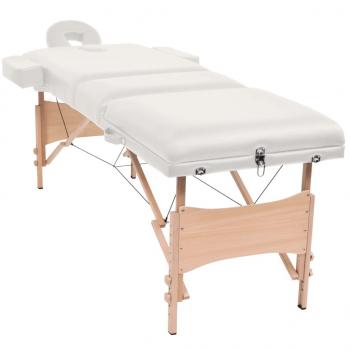 Massageliege 3-Zonen Klappbar 10 cm Sitz Weiß