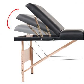 Massageliege 3 Zonen Tragbar 10 cm Polsterung Schwarz