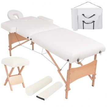 ARDEBO.de - Massageliege 2-Zonen mit Hocker Klappbar 10 cm Sitz Weiß