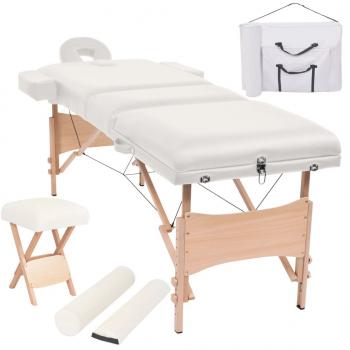 ARDEBO.de - Massageliege 3-Zonen mit Hocker Klappbar 10 cm Sitz Weiß