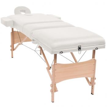 Massageliege 3-Zonen mit Hocker Klappbar 10 cm Sitz Weiß