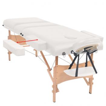 Massageliege 3-Zonen mit Hocker Klappbar 10 cm Sitz Weiß