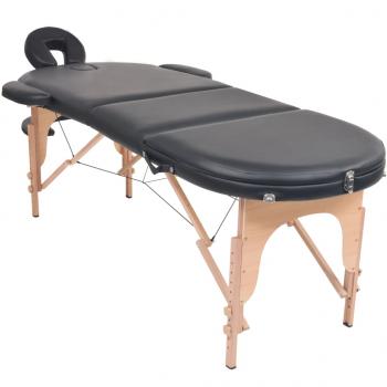 Massageliege Klappbar 4 cm Polsterung 2 Nackenrollen Schwarz