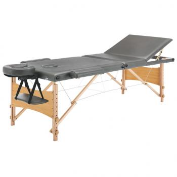 Massageliege 3-Zonen Holzgestell Anthrazit 186x68 cm