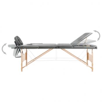 Massageliege 3-Zonen Holzgestell Anthrazit 186x68 cm