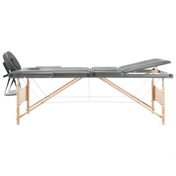 Massageliege 3-Zonen Holzgestell Anthrazit 186x68 cm