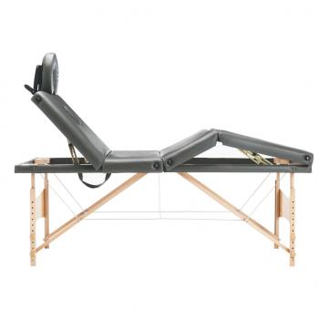 Massageliege 4-Zonen Holzgestell Anthrazit 186x68 cm