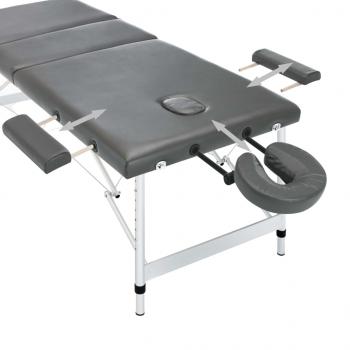 Massagetisch mit 3 Zonen Aluminiumrahmen Anthrazit 186×68 cm