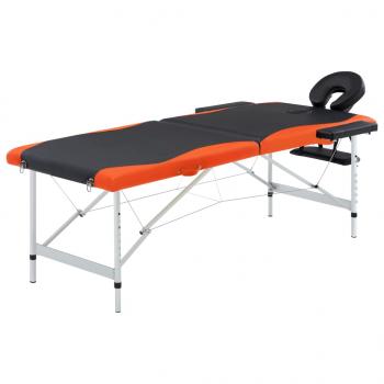 ARDEBO.de - Massagetisch Klappbar 2 Zonen Aluminium Schwarz und Orange