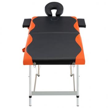 Massagetisch Klappbar 2 Zonen Aluminium Schwarz und Orange