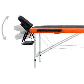 Massagetisch Klappbar 2 Zonen Aluminium Schwarz und Orange