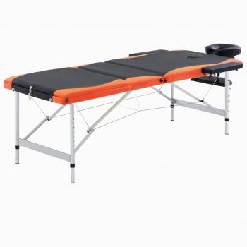 ARDEBO.de - Massagetisch Klappbar 3 Zonen Aluminium Schwarz und Orange