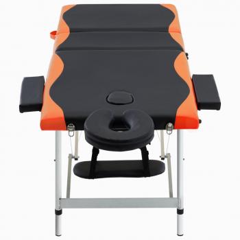 Massagetisch Klappbar 3 Zonen Aluminium Schwarz und Orange