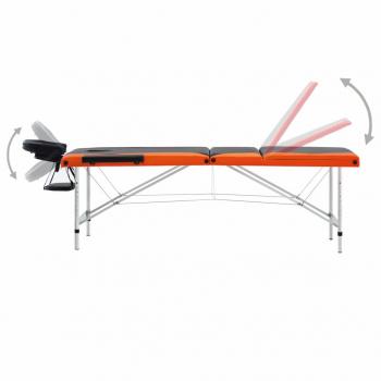 Massagetisch Klappbar 3 Zonen Aluminium Schwarz und Orange